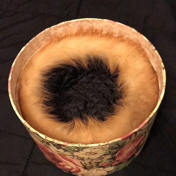 Suede Hat with Fox Hair Trim - Picture 7 of 11